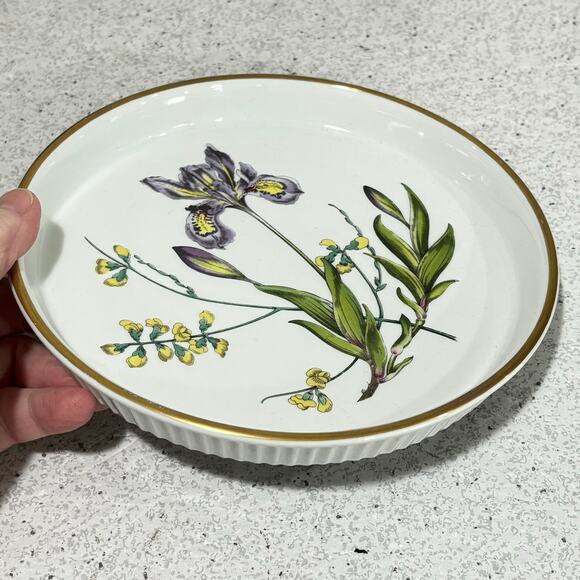Spode stafford flowers tart baking dish iris & sphaerolibium 7" quiche plate - Picture 7 of 10